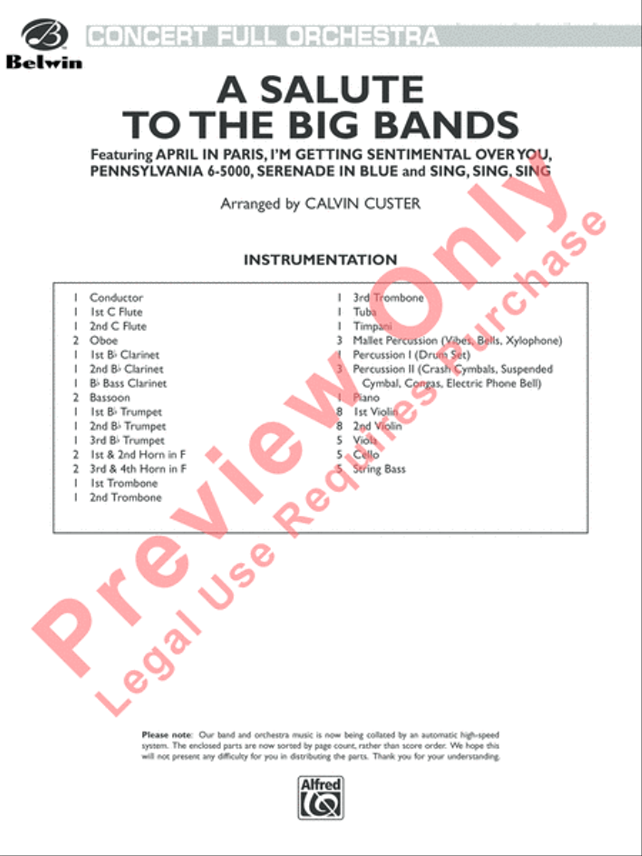 A Salute to the Big Bands Full Orchestra scores gallery preview page 2