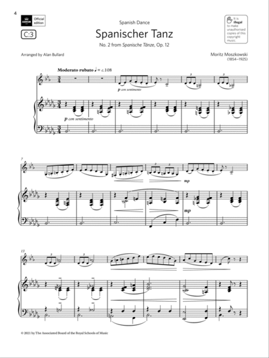 Spanischer Tanz (from Spanische Tänze) (Grade 5 List C3 from the ABRSM Clarinet syllabus from 2022) Clarinet Solo scores gallery preview page 3