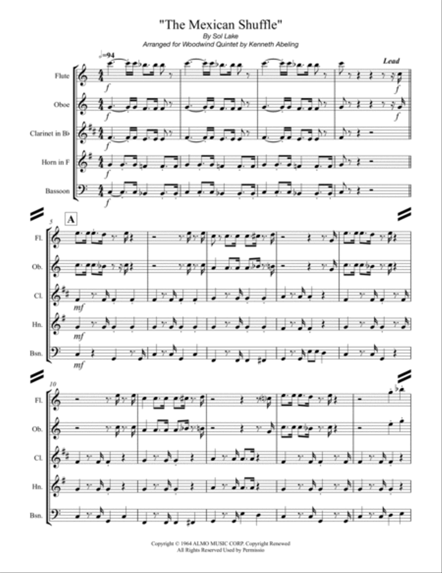 The Mexican Shuffle Woodwind Quintet scores gallery preview page 2