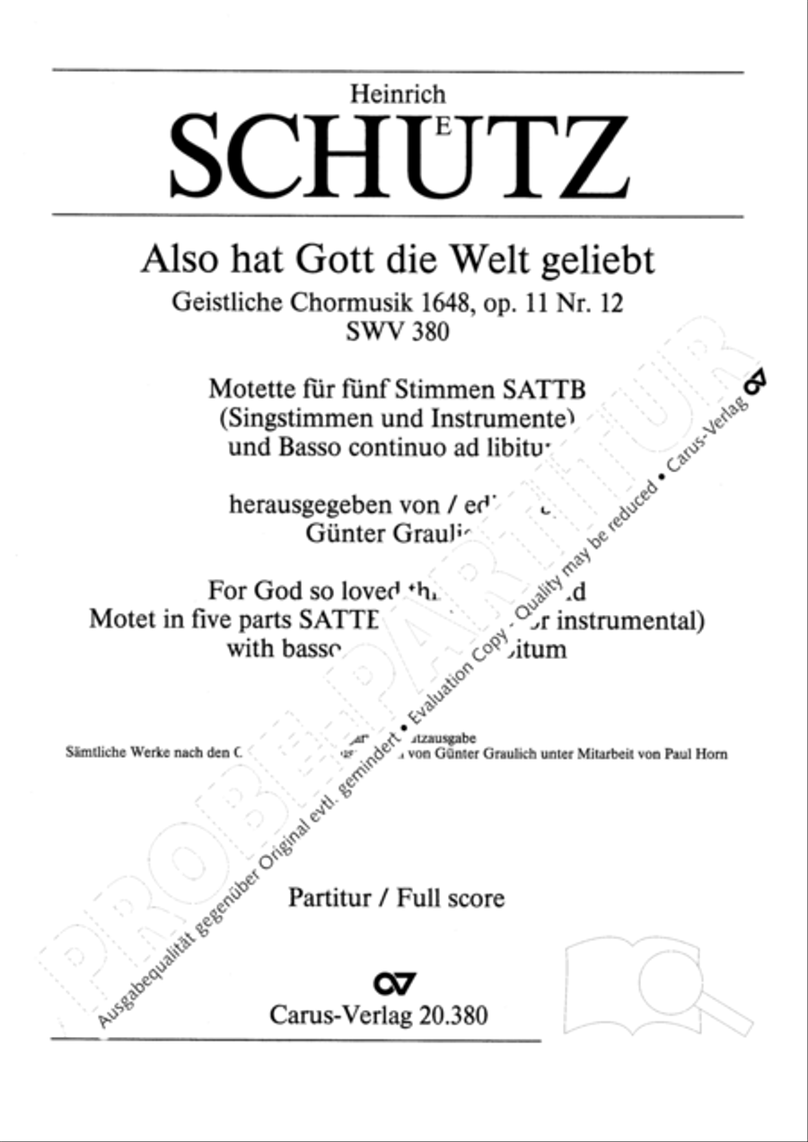 So greatly God esteemed the world (Also hat Gott die Welt geliebt) SATTB scores gallery preview page 2