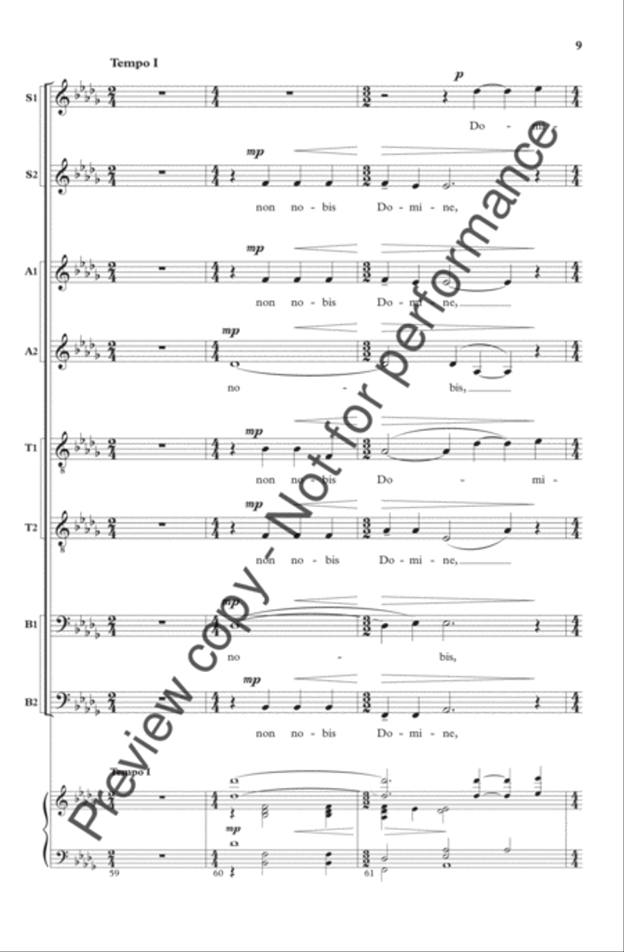 Non Nobis, Domine 4-Part scores gallery preview page 9