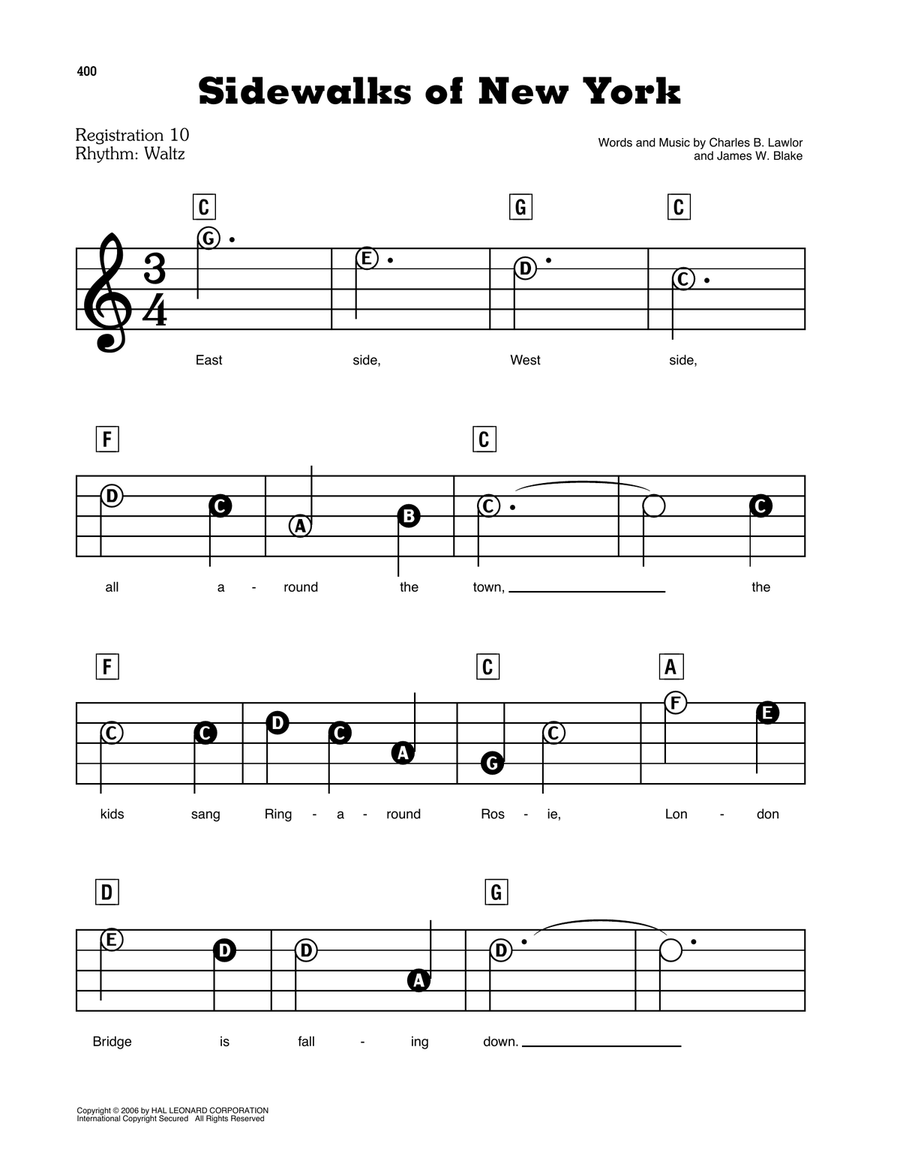 Sidewalks Of New York Electronic Keyboard scores gallery preview page 1