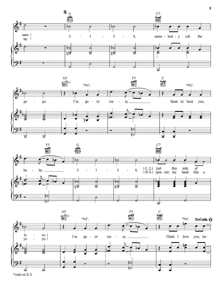 5-1-5-0 Piano, Vocal, Guitar scores gallery preview page 3