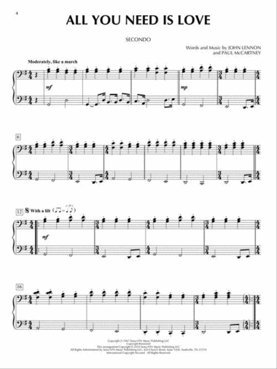 The Beatles 1 Piano, 4-Hands scores gallery preview page 4