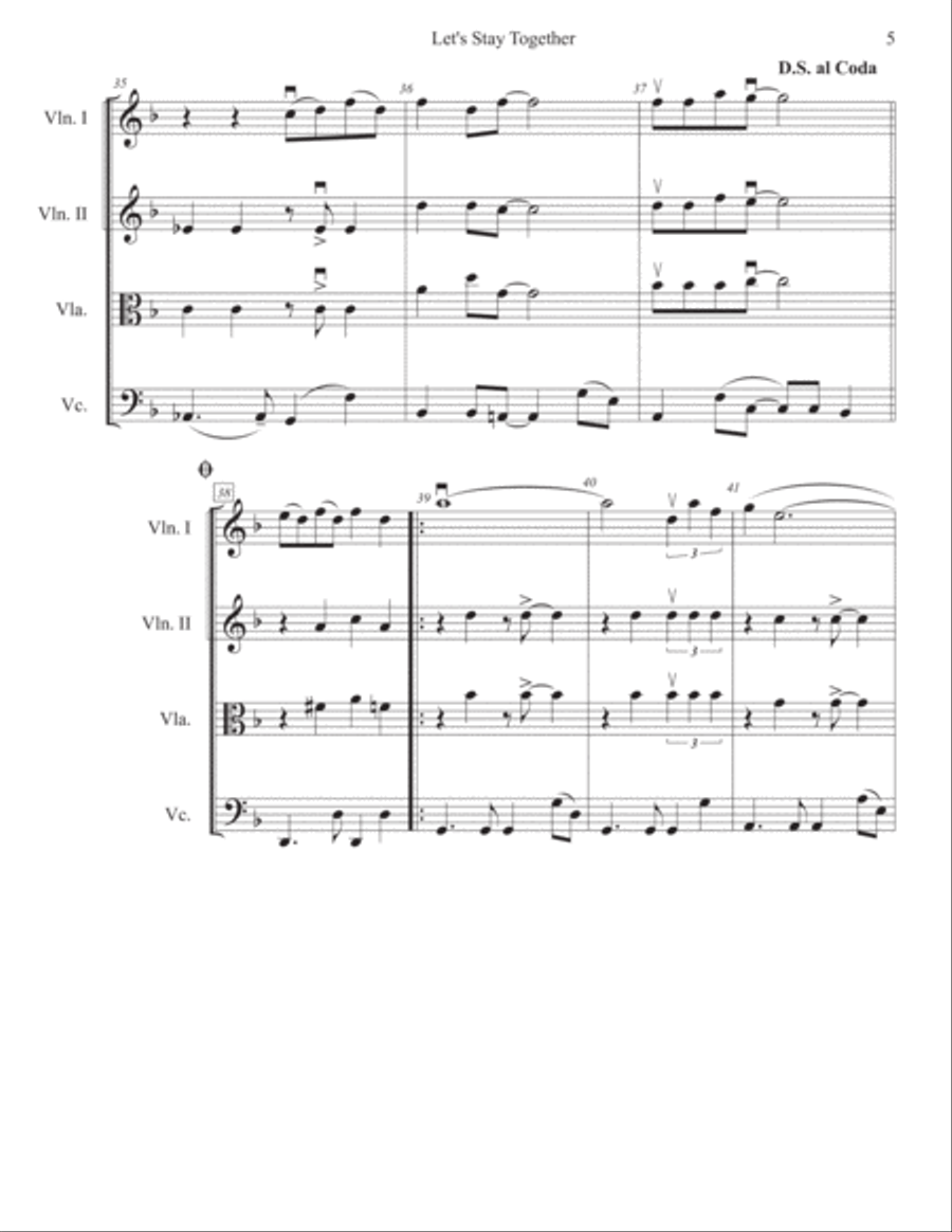 Let's Stay Together Let's Stay Together String Quartet scores gallery preview page 5
