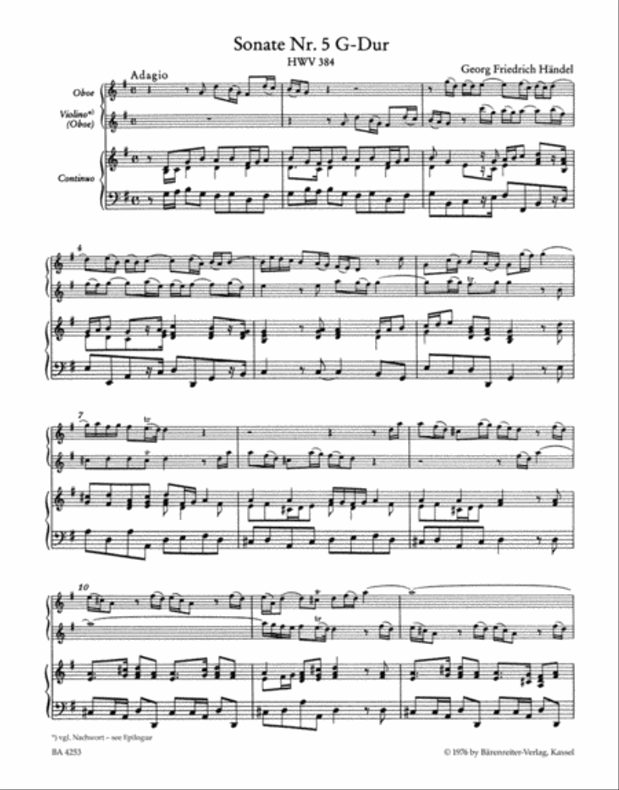 Sechs Sonaten for Oboe, Violine (Oboe) and Basso continuo Oboe scores gallery preview page 3