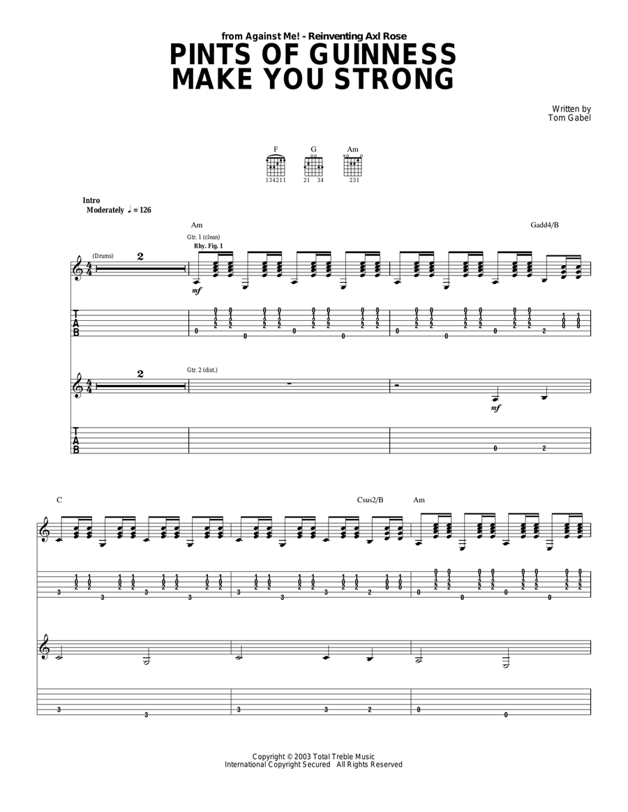 Pints Of Guinness Makes You Strong Acoustic Guitar scores gallery preview page 1