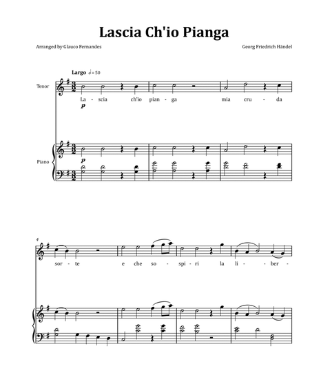 Lascia Ch'io Pianga by Händel - Tenor & Piano in G Major image number null