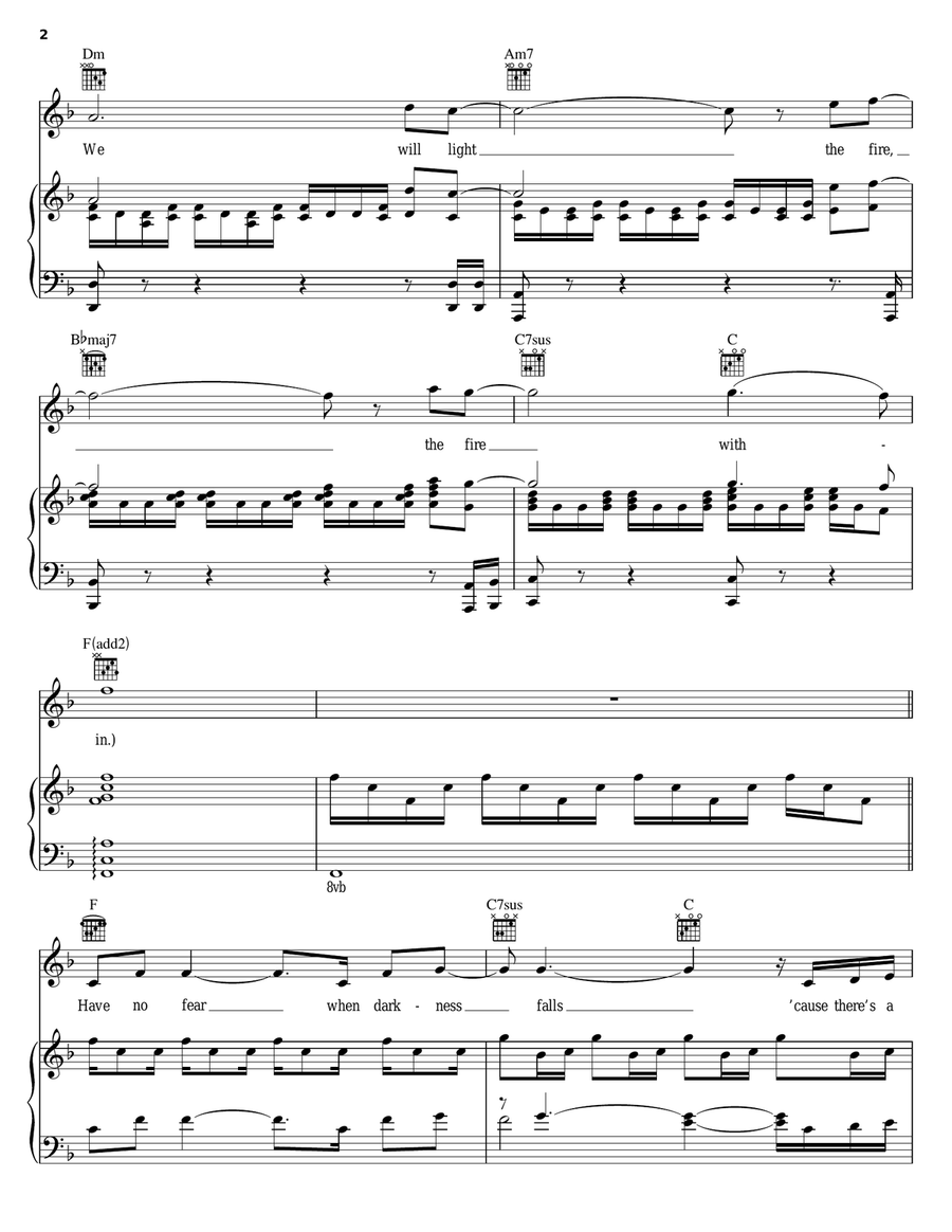 Light The Fire Within Piano, Vocal, Guitar scores gallery preview page 2