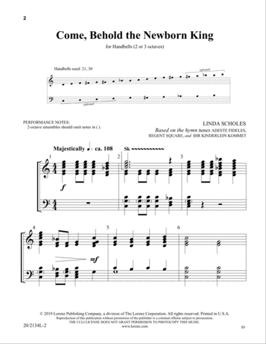 Come, Behold the Newborn King 3-Octaves scores gallery preview page 2