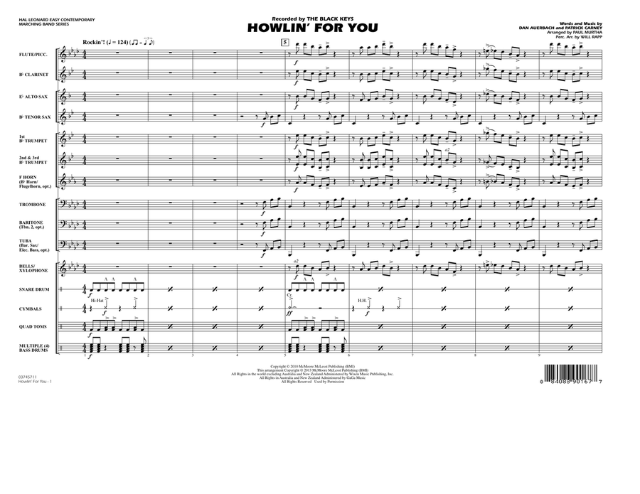 Howlin' For You - Conductor Score (Full Score) Marching Band scores gallery preview page 1