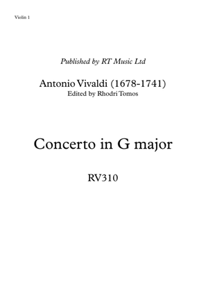 Book cover for Vivaldi RV310 Concerto in G major. Solo parts violin & trumpets