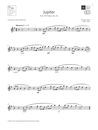 Jupiter (from The Planets, Op. 32) (Grade 2 List B1 from the ABRSM Saxophone syllabus from 2022)