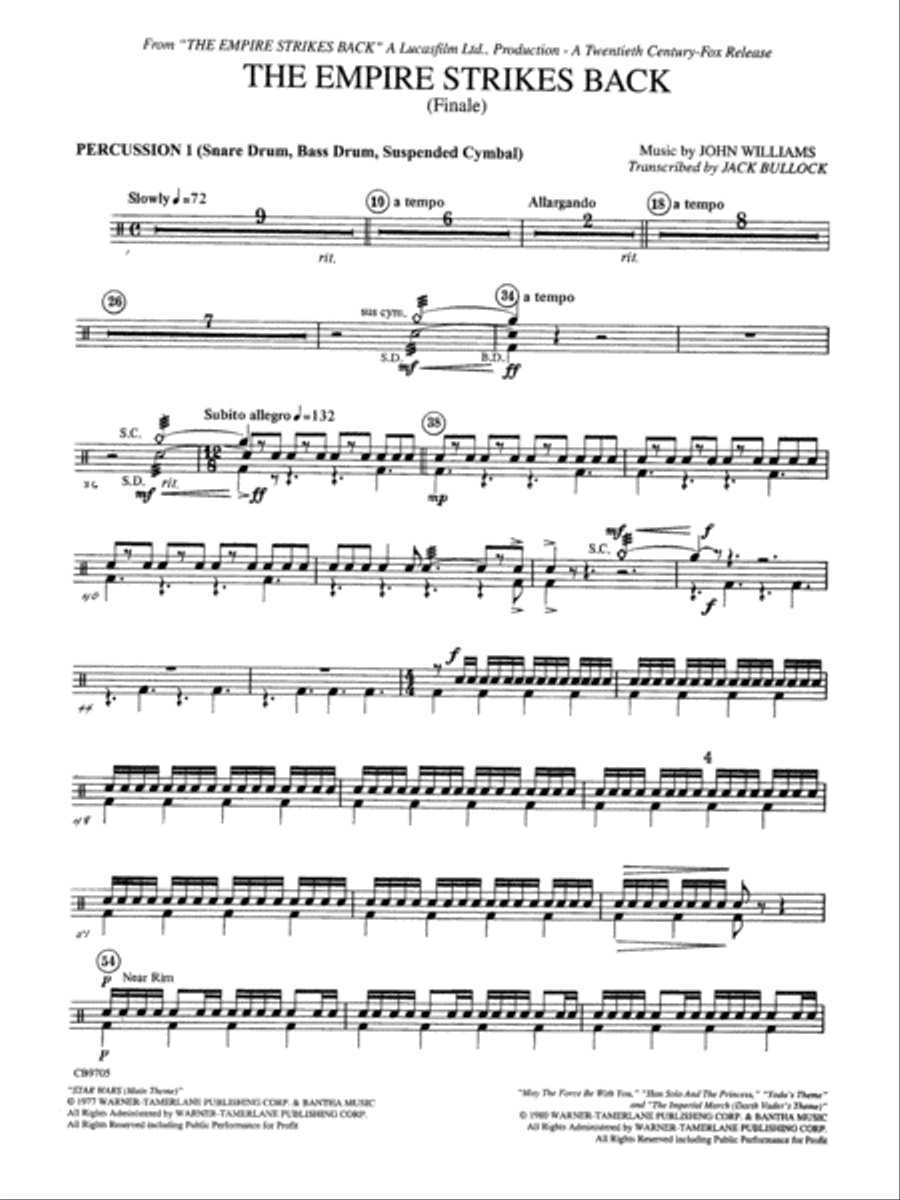 The Empire Strikes Back (Finale): 1st Percussion Concert Band scores gallery preview page 1