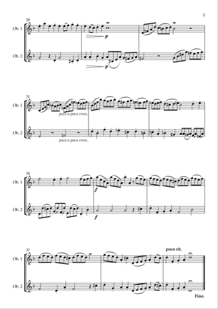 Fantasia in D Minor arranged for Oboe Duet Woodwind Duet scores gallery preview page 4