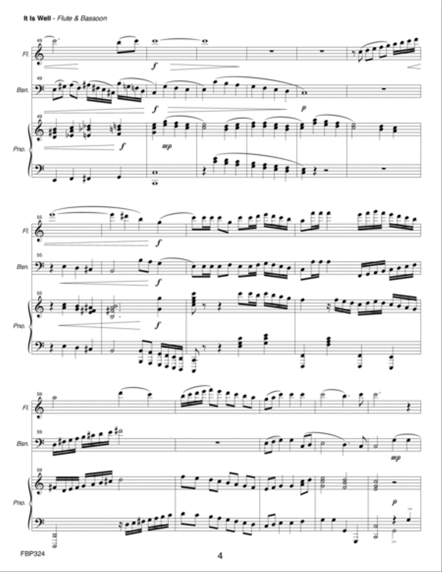 IT IS WELL WITH MY SOUL - FLUTE and BASSOON with Piano Accompaniment Woodwind Duet scores gallery preview page 4
