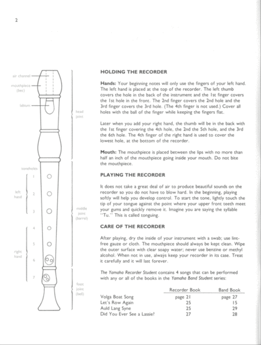 Yamaha Recorder Student Recorder scores gallery preview page 2