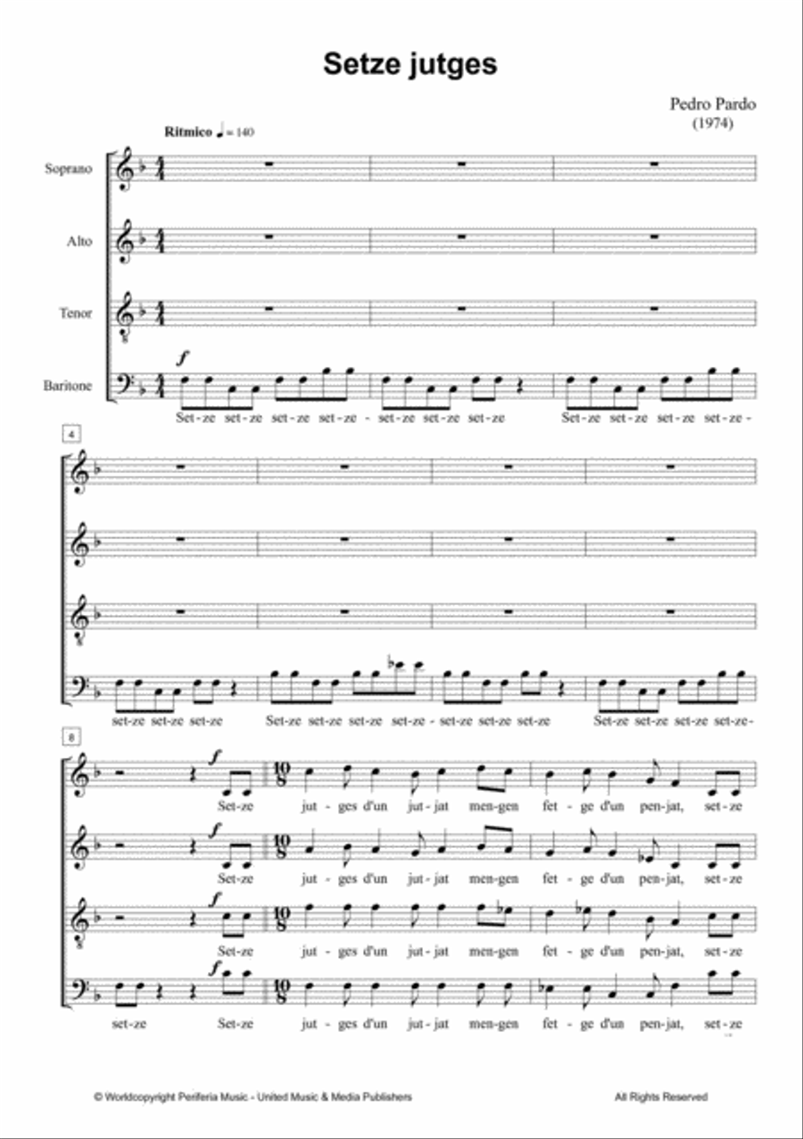 Setze Jutges for Mixed Choir (SATB) 4-Part scores gallery preview page 2