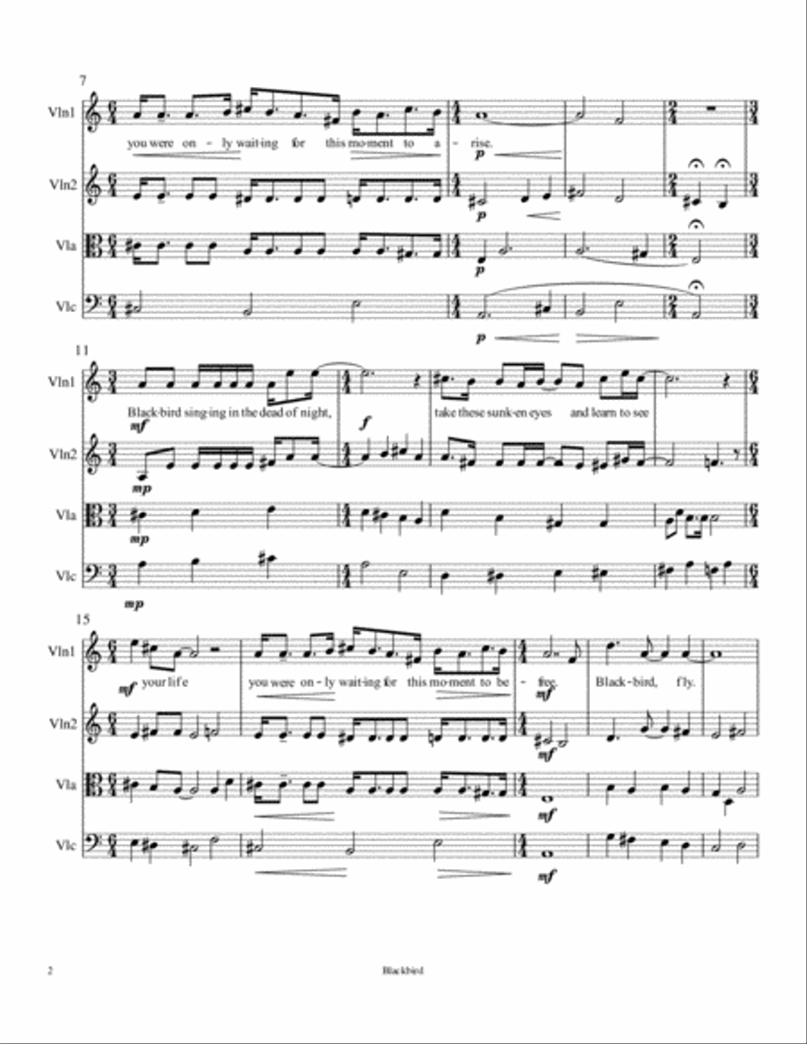 Blackbird Blackbird String Quartet scores gallery preview page 2