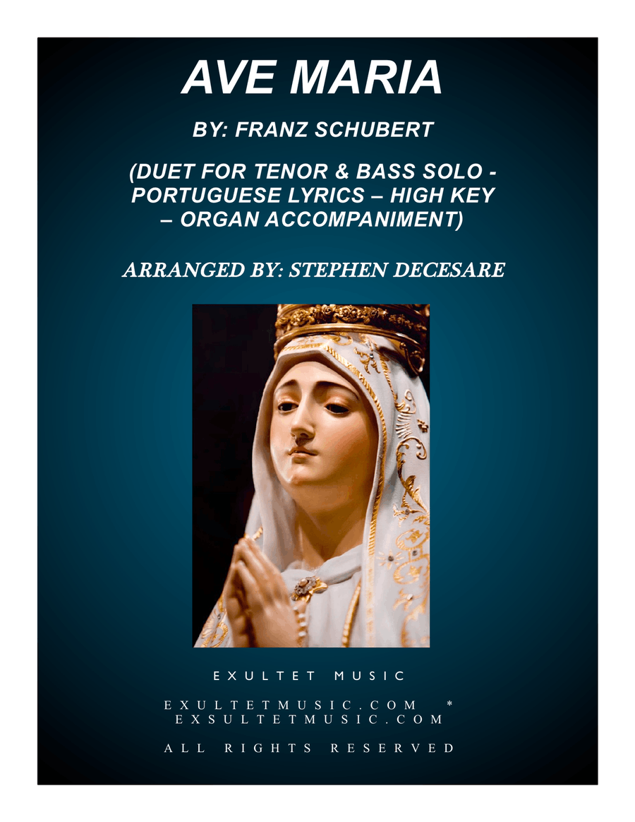 Ave Maria (Portuguese Lyrics - Duet for Tenor & Bass Solo - High Key - Organ Accompaniment) Bass Voice scores gallery preview page 1