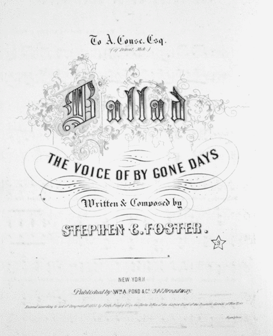 Songs by the Late Stephen C. Foster. Voice of Bygone Days
