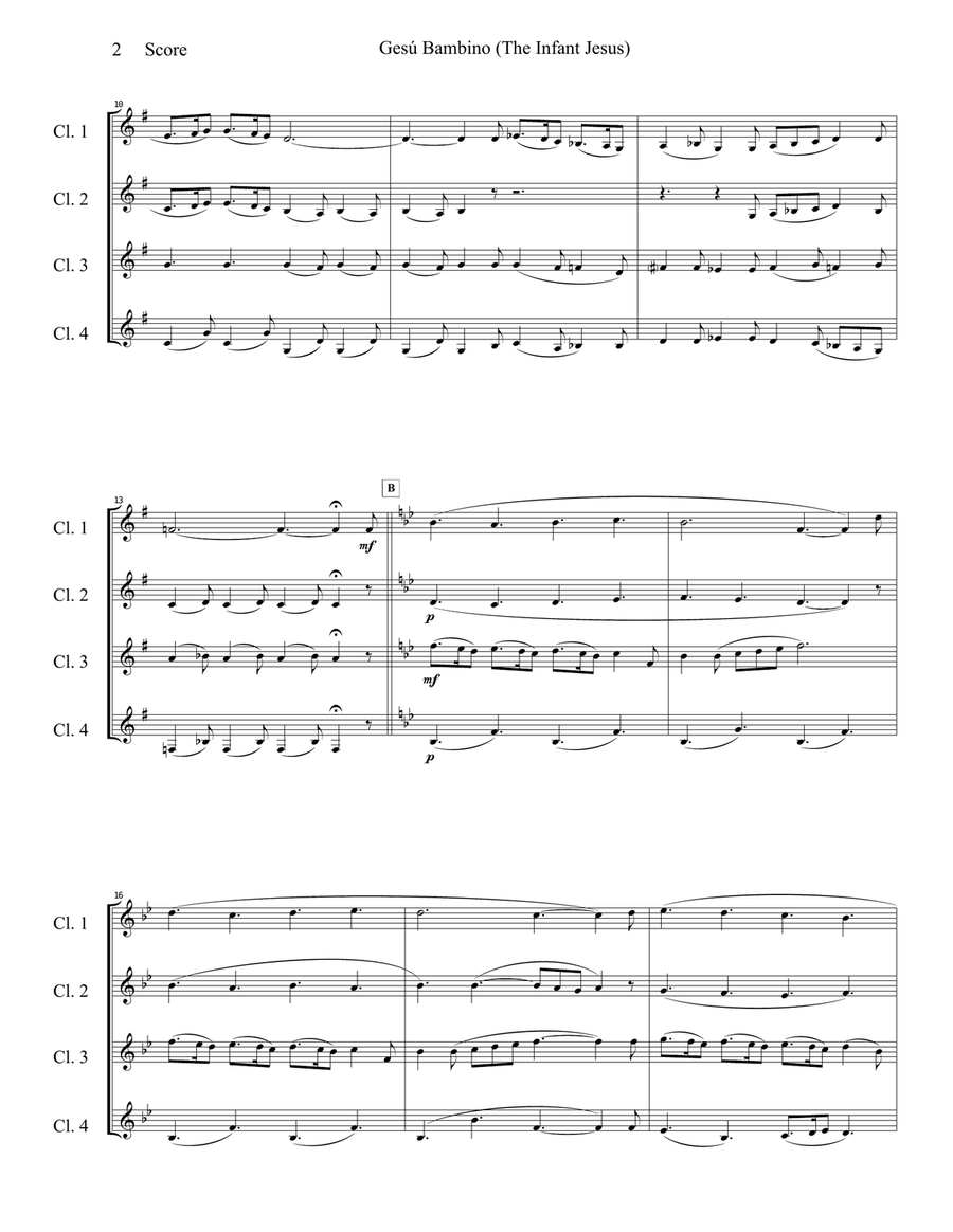 Gesu Bambino by Pietro Yon for Clarinet Quartet image number null