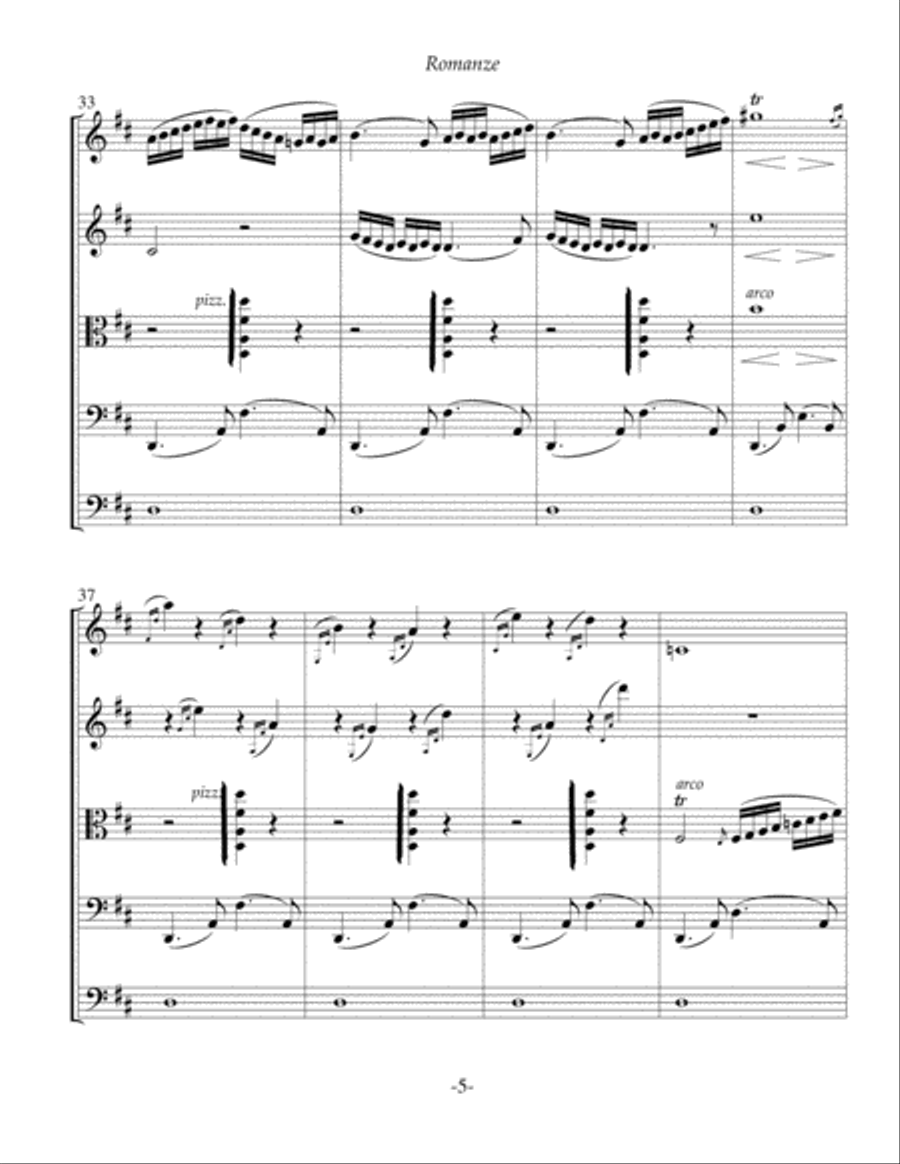 Brahms - Romanze from Sechs Klavierstücke, Op. 118, arranged for string ensemble String Orchestra scores gallery preview page 5