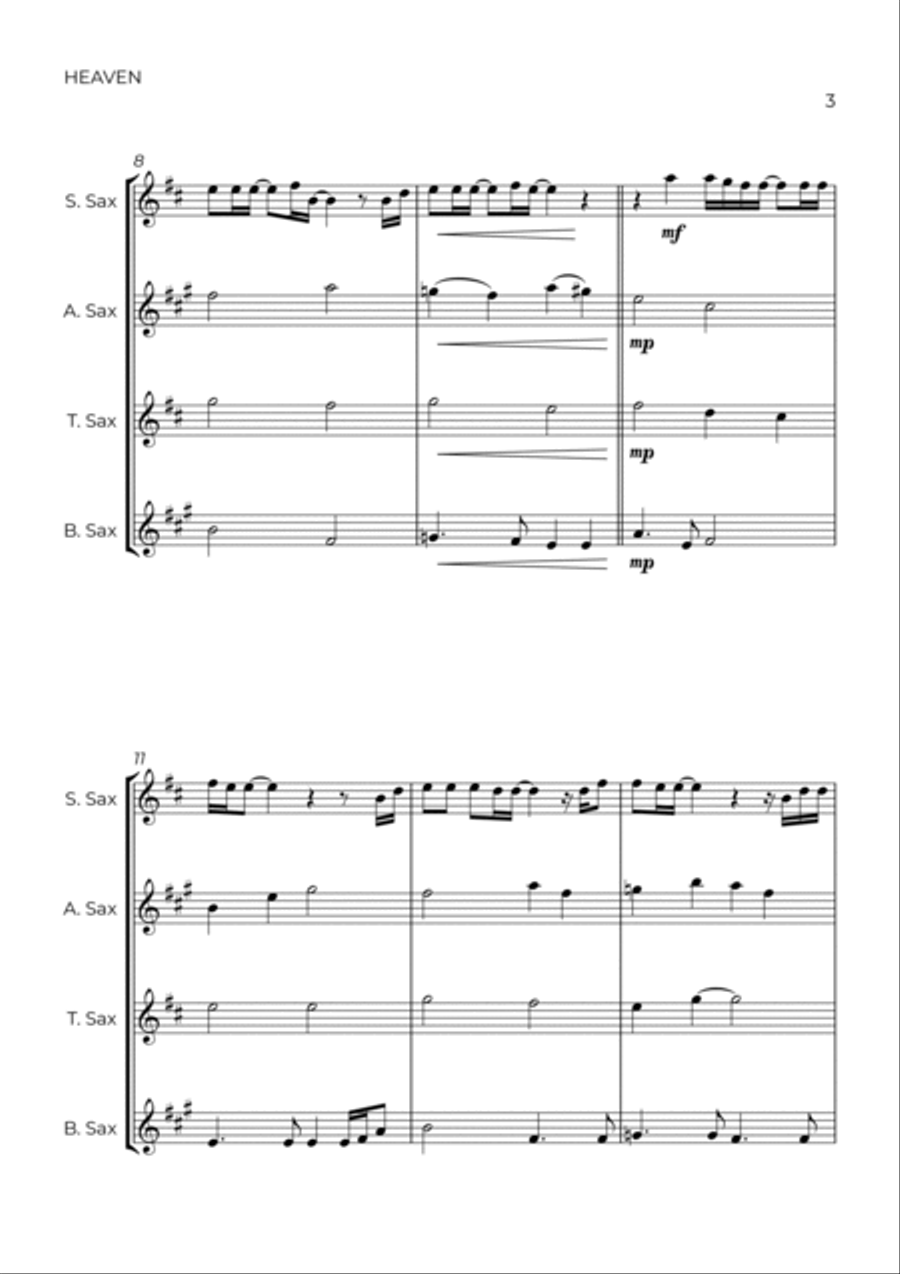 Heaven Saxophone Quartet scores gallery preview page 3
