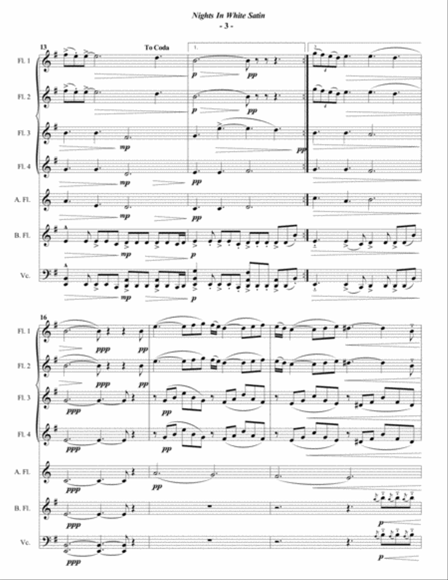 Nights In White Satin Woodwind Ensemble scores gallery preview page 3