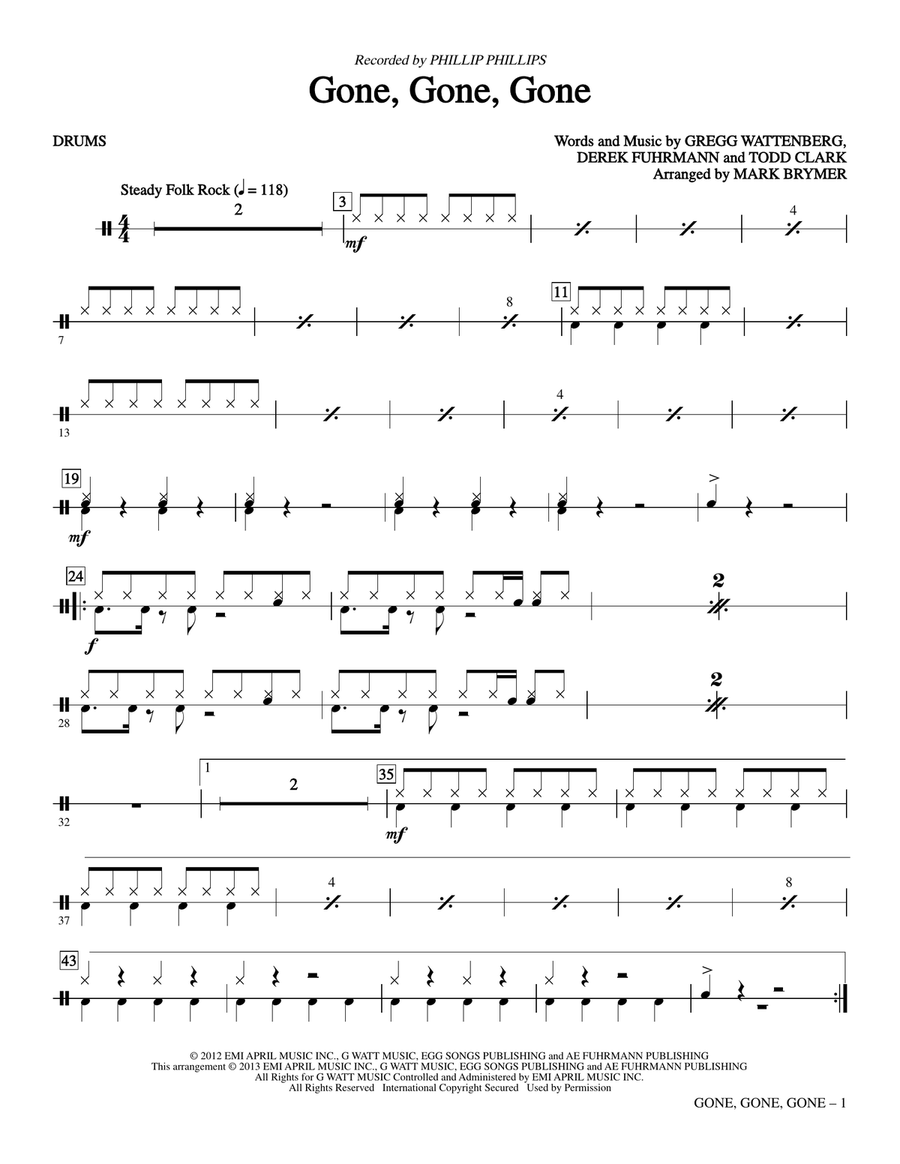 Gone, Gone, Gone - Drums