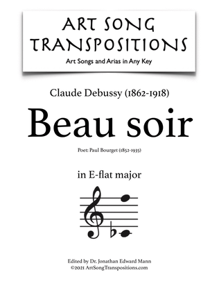 Book cover for DEBUSSY: Beau soir (transposed to E-flat major)