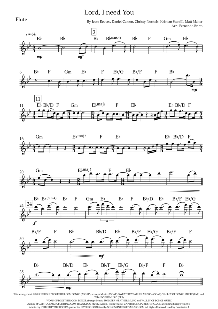 Lord, I Need You Lord, I Need You Flute Solo scores gallery preview page 1