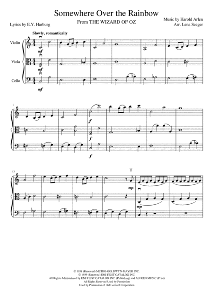 Over The Rainbow (from The Wizard Of Oz) String Trio scores gallery preview page 2