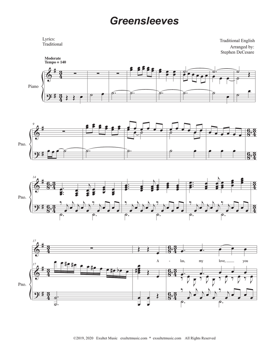 Greensleeves (Unison choir)