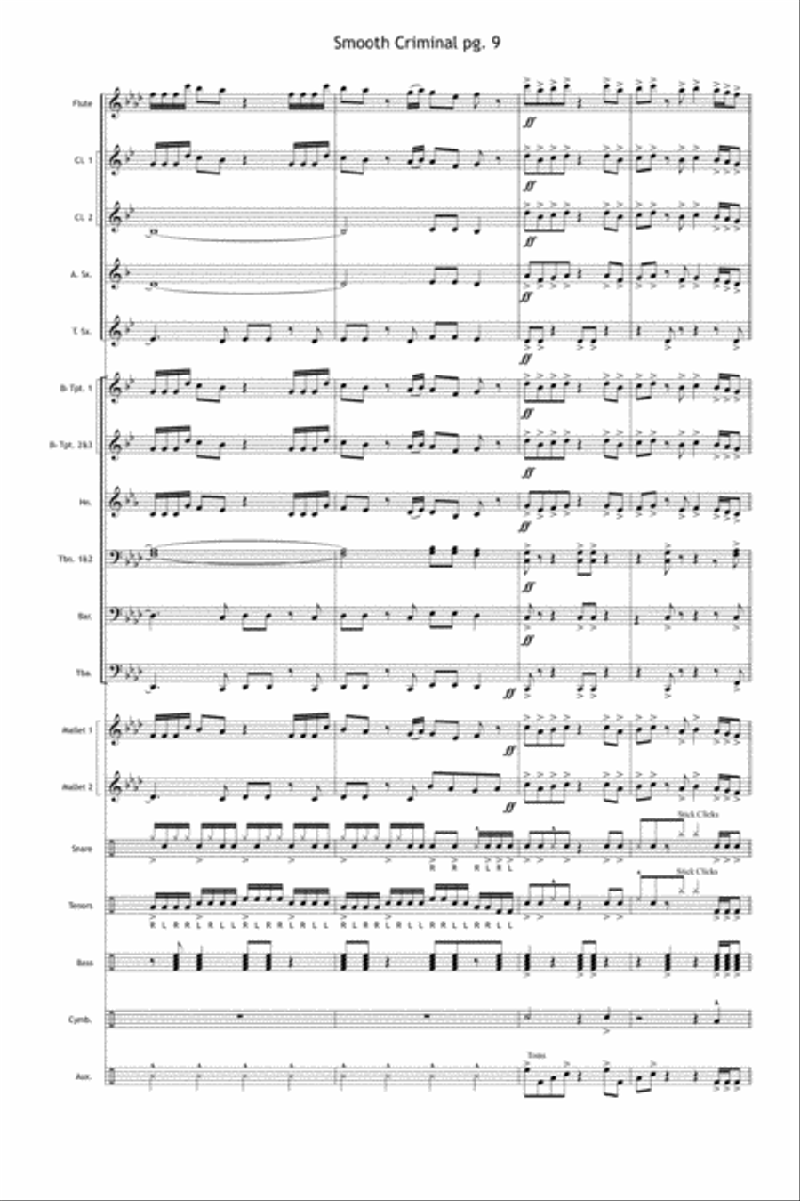 Smooth Criminal Marching Band scores gallery preview page 10