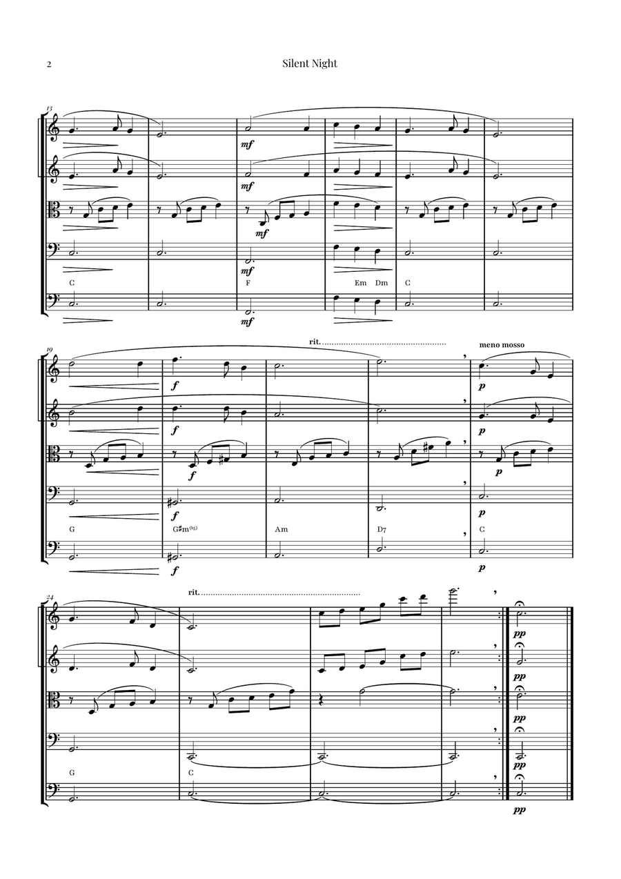 Silent Night | BEAUTIFUL Arrangement String Orchestra scores gallery preview page 2