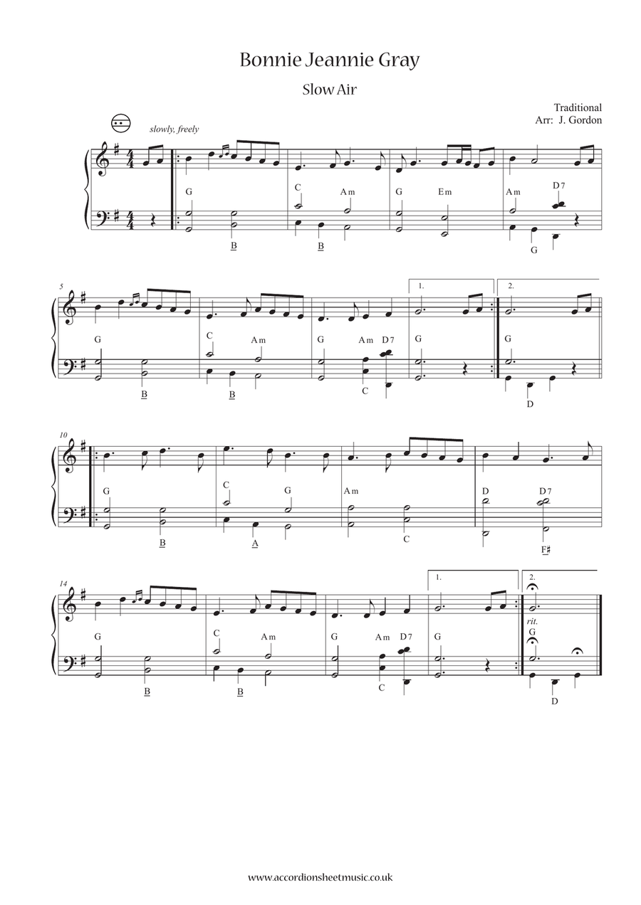 Bonnie Jeannie Gray Accordion scores gallery preview page 1
