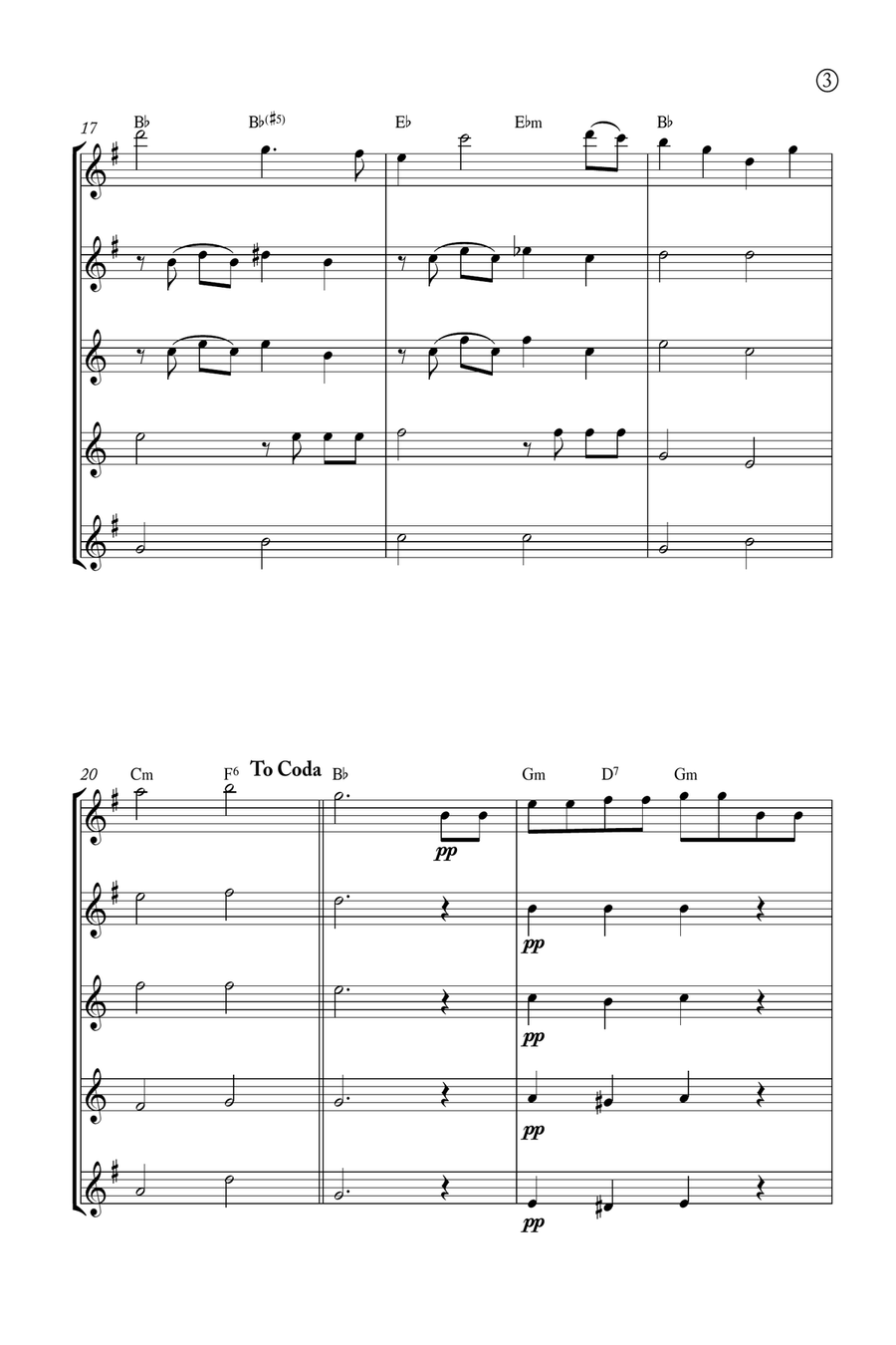Hymne A L'amour Saxophone Quintet scores gallery preview page 3
