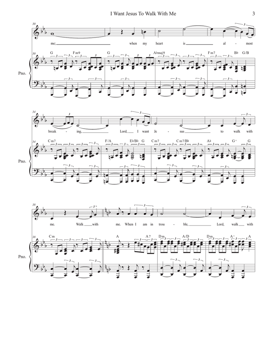 I Want Jesus To Walk With Me (Vocal solo - High Key) Piano, Vocal scores gallery preview page 3