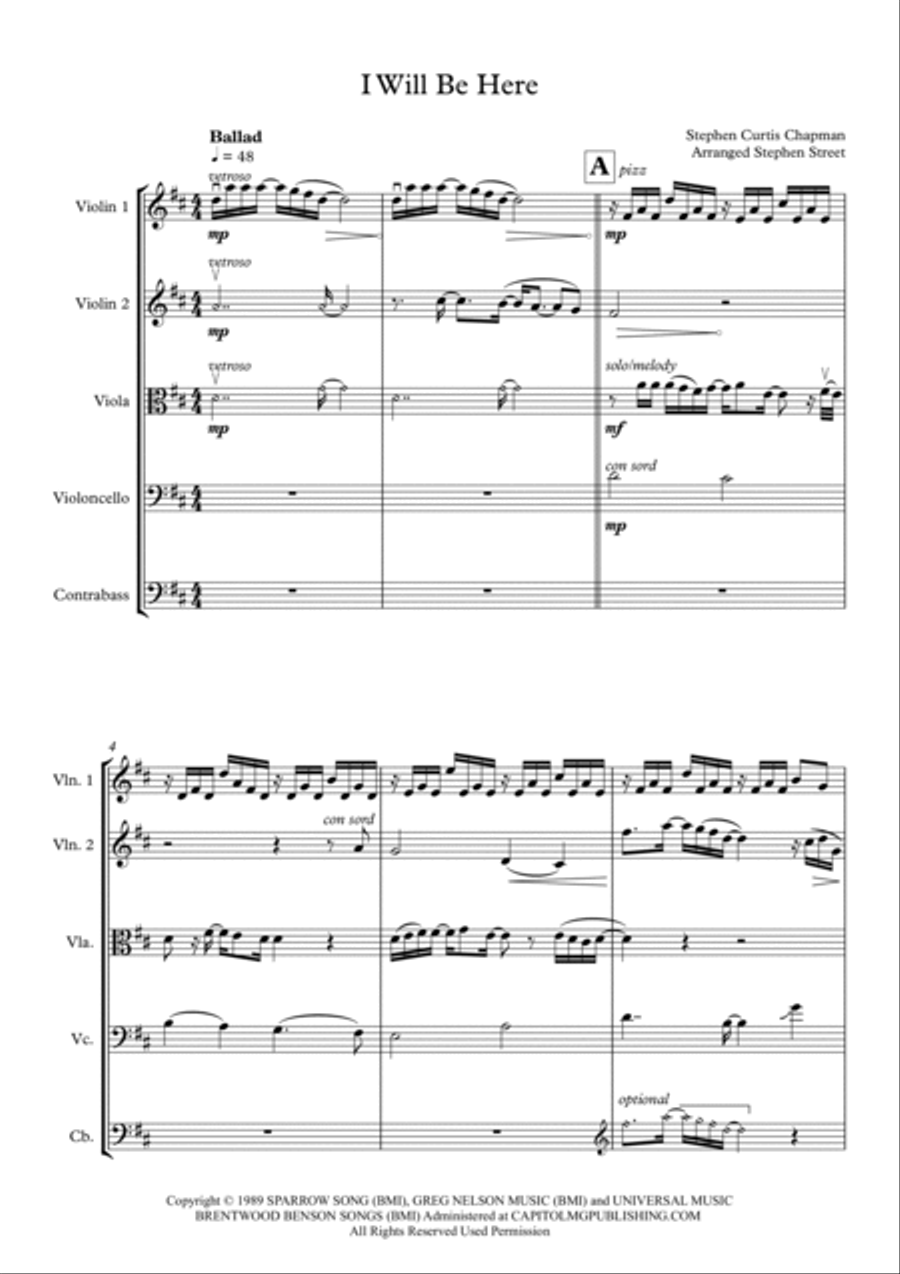I Will Be Here I Will Be Here String Quintet scores gallery preview page 2