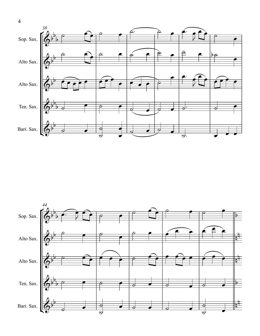 Amazing Grace - for Saxophone Choir Woodwind Quartet scores gallery preview page 5