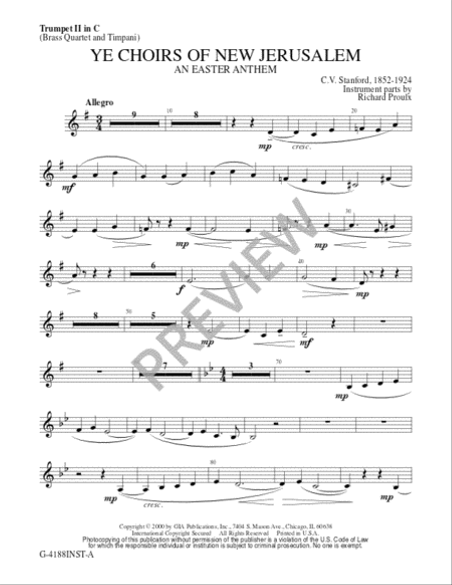 Ye Choirs of New Jerusalem - Brass Quartet edition Trombone scores gallery preview page 8
