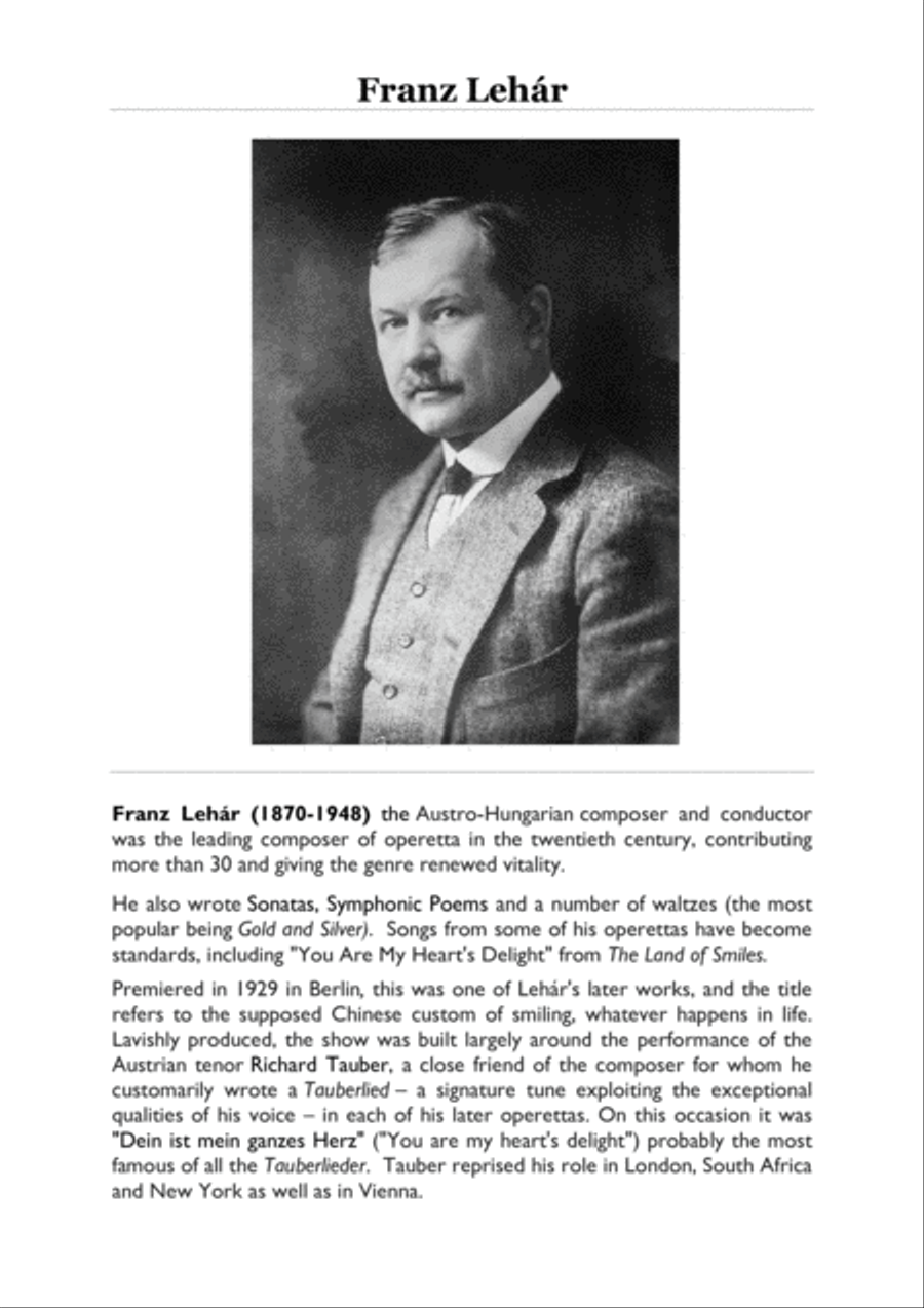 You are my Heart's Delight by Franz Lehar by Franz Lehar Piano Solo