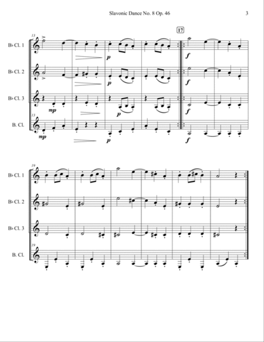 Slavonic Dance Op. 46 No. 8 Woodwind Quartet scores gallery preview page 3
