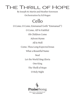 Book cover for The Thrill of Hope (A New Service of Lessons and Carols) - Cello