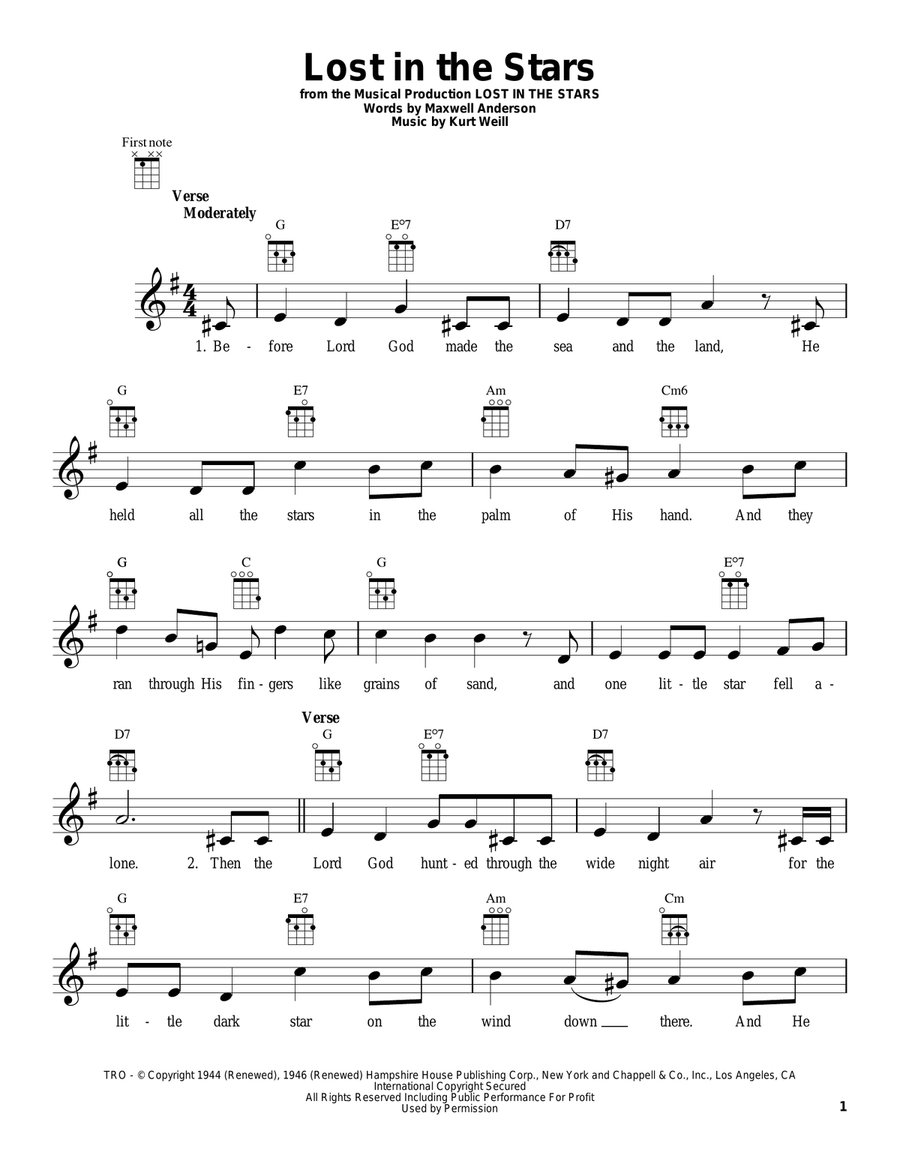 Lost In The Stars Ukulele scores gallery preview page 1