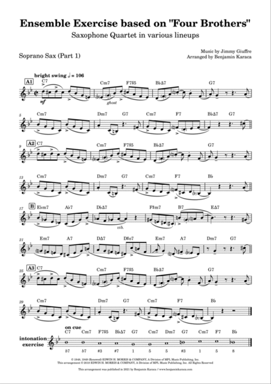 Four Brothers Saxophone Quartet scores gallery preview page 3