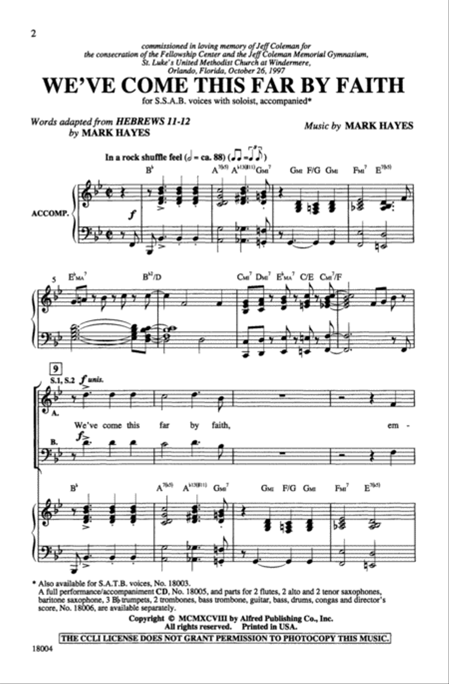We've Come This Far by Faith 3-Part scores gallery preview page 2