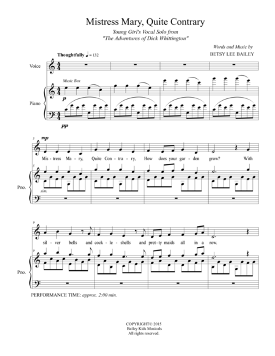 Mistress Mary, Quite Contrary Voice scores gallery preview page 2