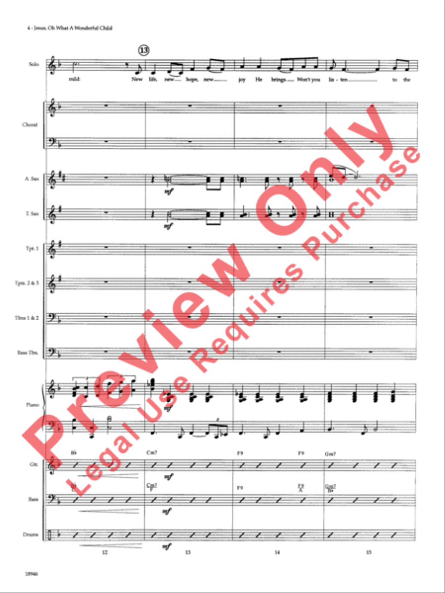 Jesus, Oh What a Wonderful Child Choir scores gallery preview page 5